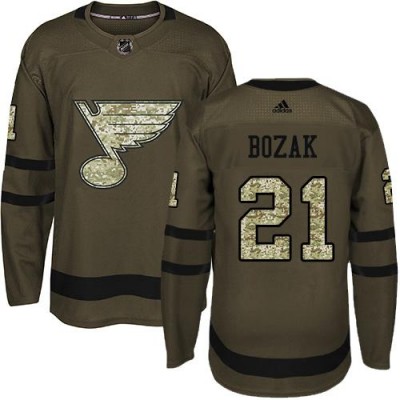 Adidas St. Louis Blues #21 Tyler Bozak Green Salute to Service Stitched NHL Jersey